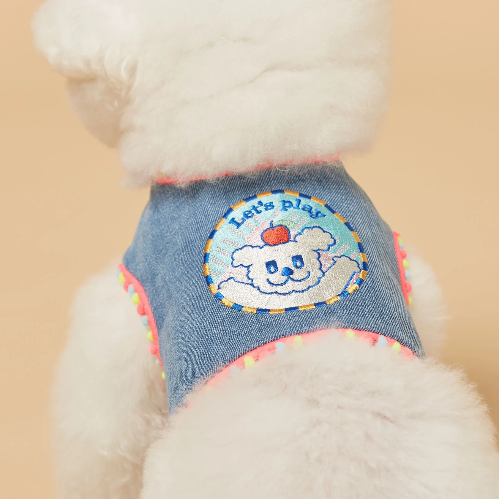 INS Korean Style Dark Denim Puppy Embroidery Breathable Four Seasons Chest Strap for dogs, providing comfort, style, and — photo 6