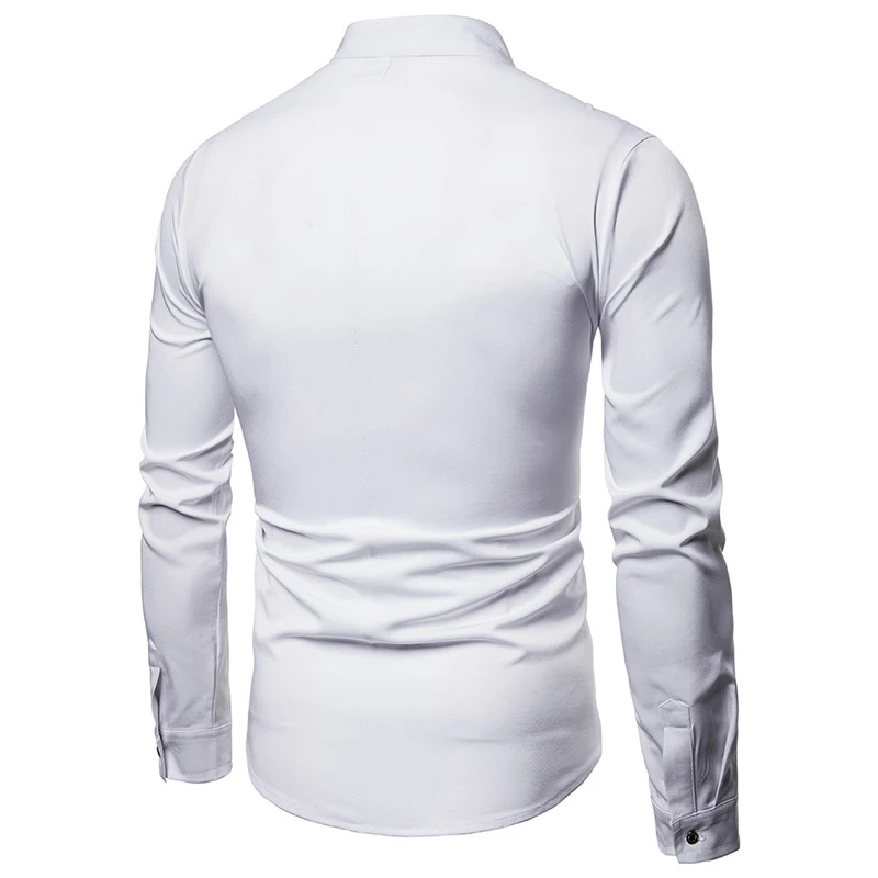 Solid color slant placket shirt for gentlemen. Offers a classic and refined look. Comfortable and stylish for everyday w — photo 1