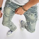 Calças masculinas folgadas de costura com estampa de gato e barba, tecido solto, perna larga, perfeitas para um visual moderno e confortável. — foto 5