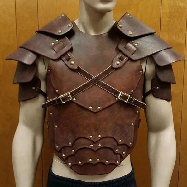 Men's Leather Chest Protection Shoulder Armor offers medieval style and protection. Perfect for LARP, cosplay, and histo — photo 12