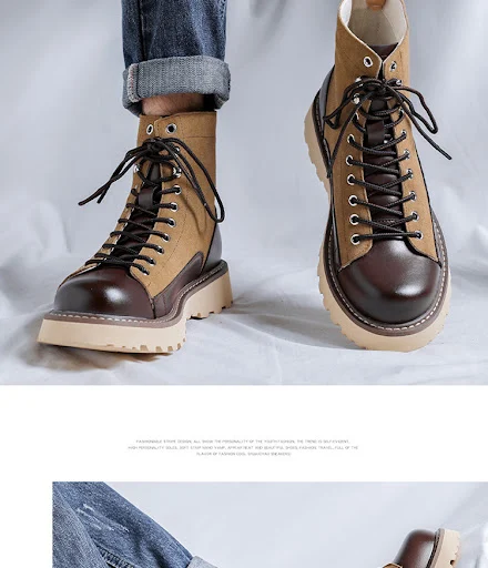 Title 6, Patchwork Retro All-matching Work Clothes Boots