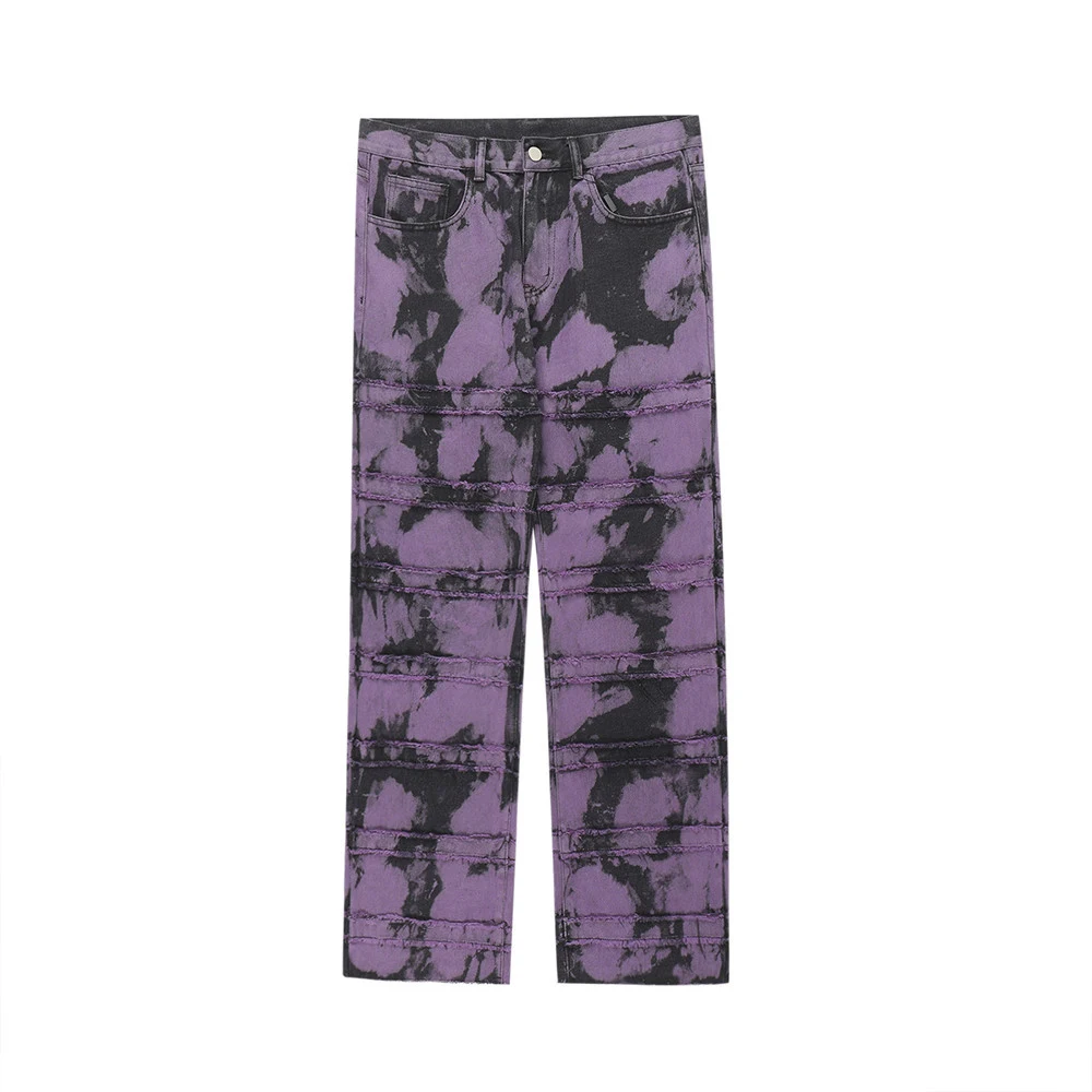 Men's American High Street Jeans with Tie Dye, Contrast Stitching, and Cat Whisker Detailing. Comfortable, stylish every — photo 1