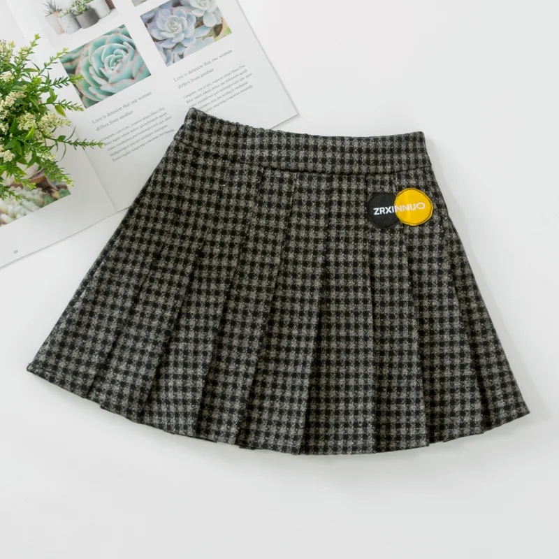 Nova Saia Plissada Xadrez Infantil Estilo Ocidental Outono Inverno, Linda e Confortável, Ideal para Meninas Modernas e Cheias de Estilo — foto 5