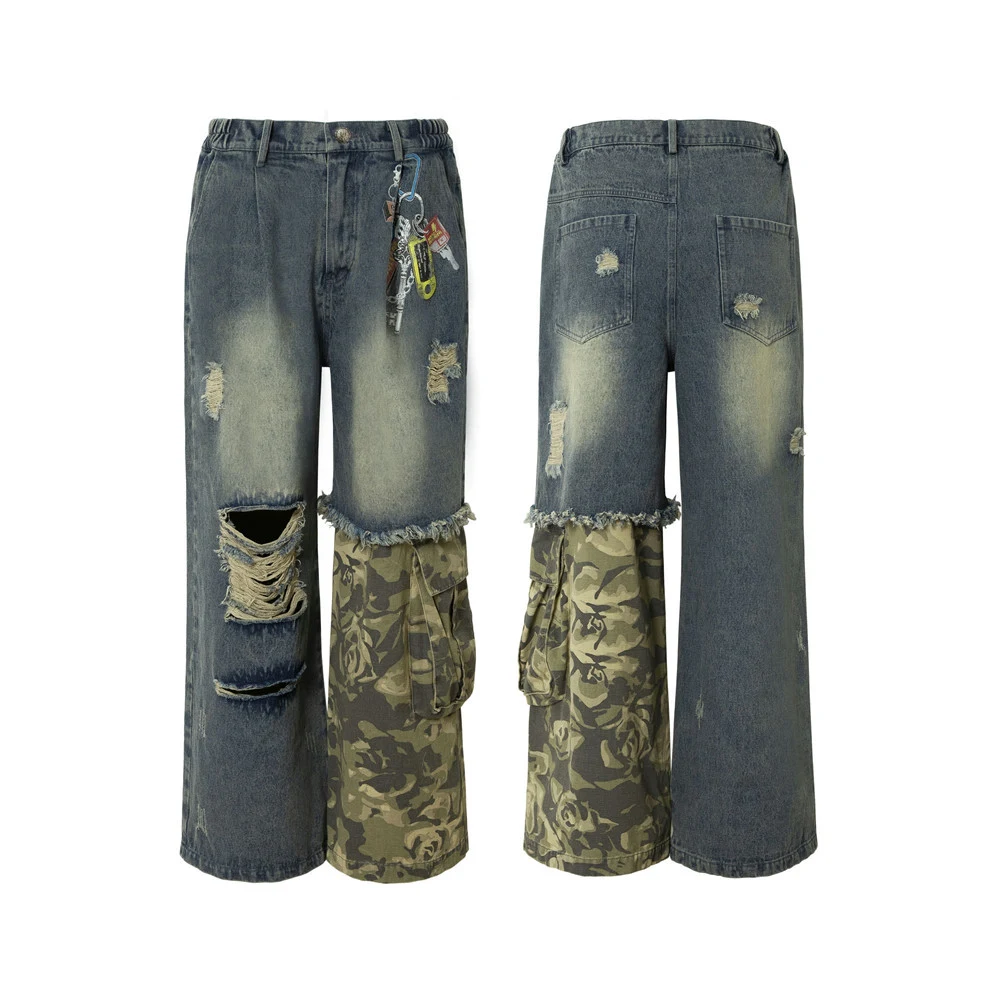 Heavy Industry heren jeansbroek met wassing en gaten, stevig en comfortabel, ideaal voor werk en vrije tijd. Duurzame denim broek. — foto 5