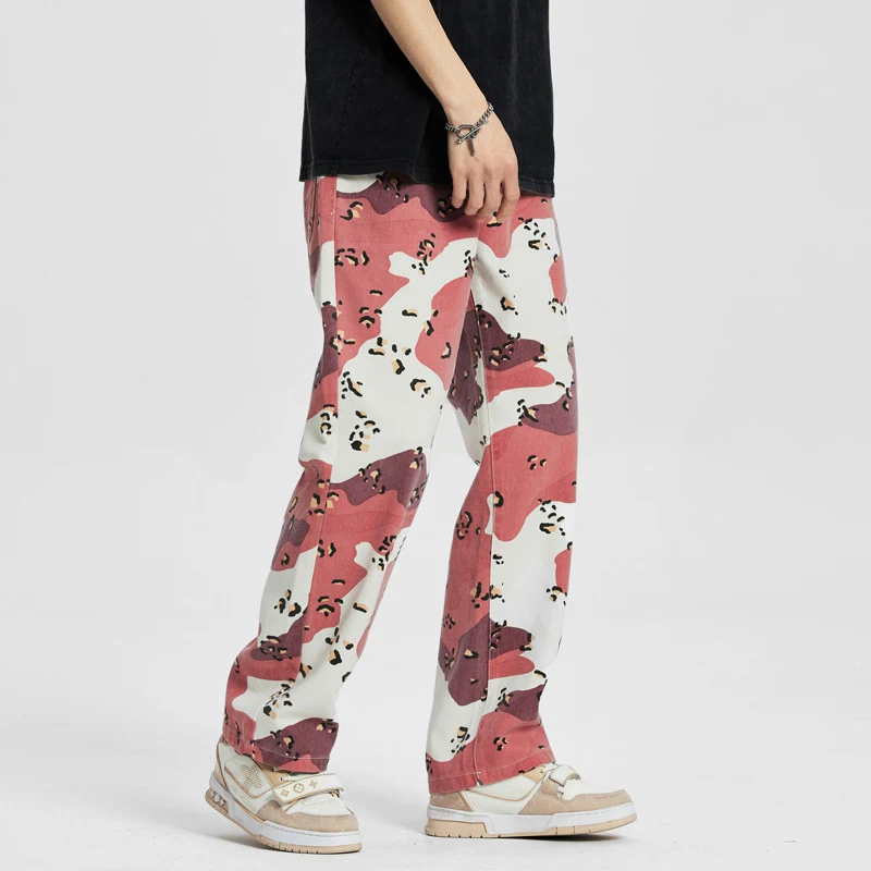High Street Wide Leg Simple Workwear Camouflage Casual Jeans, comfortable and stylish, perfect for everyday wear and wor — photo 1