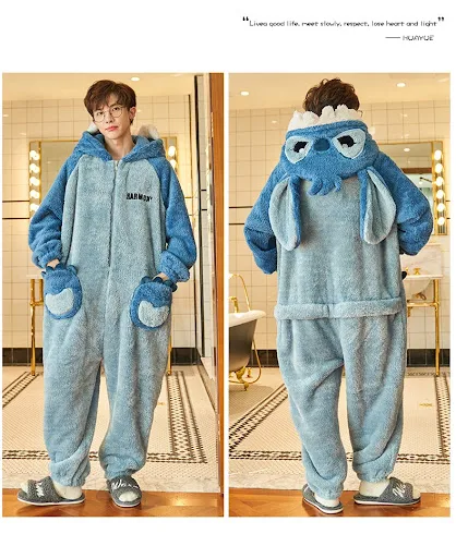 Title 12, Panda Couple Pajamas Cute Jumpsuit Coral Fleece...