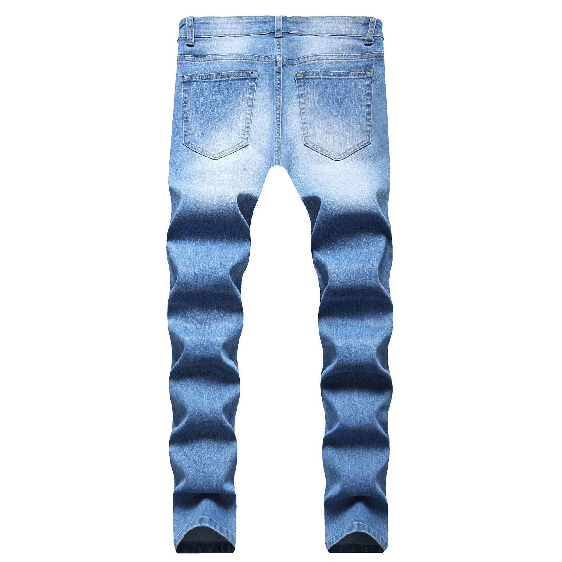 Men's Small Feet Jeans European and American Frayed Casual Slim Fit - Comfortable, Stylish, and Modern Denim — photo 9