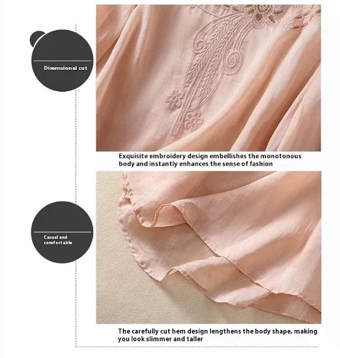 Title 2, Camicia ricamata artistica vintage in cotone e ...