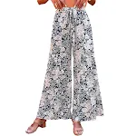 Pantalon évasé d'été pour femme à taille haute et imprimé, parfait pour un look tendance et confortable pendant la saison estivale. — photo 2