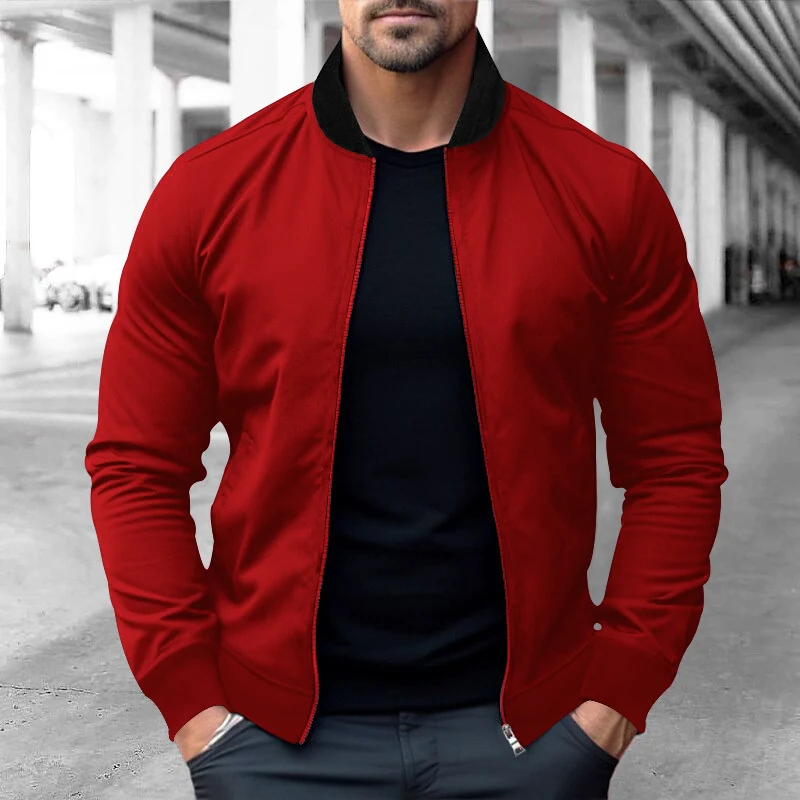 Title 2, Mens stand collar long-sleeve zipper jacket. A...