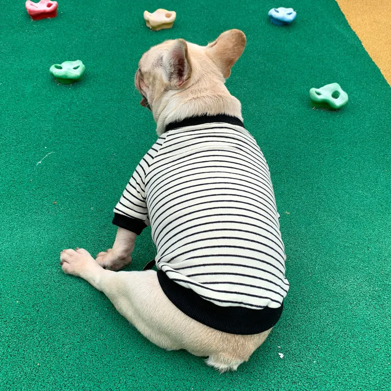 Striped Cotton T-shirt for Small Dogs & Cats, Two-legged Shirt, comfy and stylish pet wear for your furry friend. — photo 1