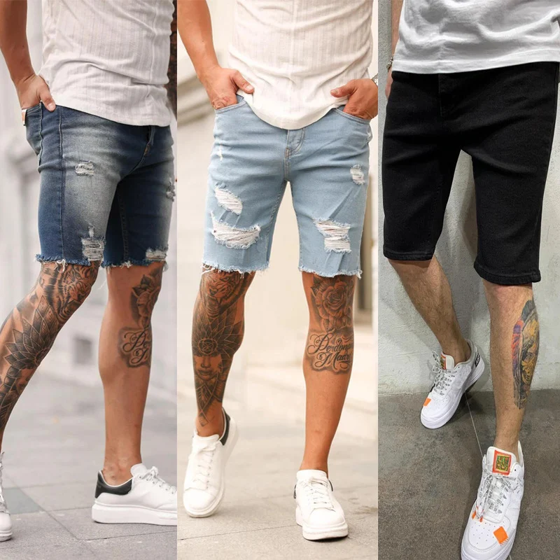 Title 3, Shorts de mezclilla rasgados para hombre Nueva ...