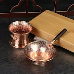 Red Copper Hammered Wood Handle Tea Strainer for perfect tea brewing. Enjoy a delicious cup of tea with this stylish and — photo 17