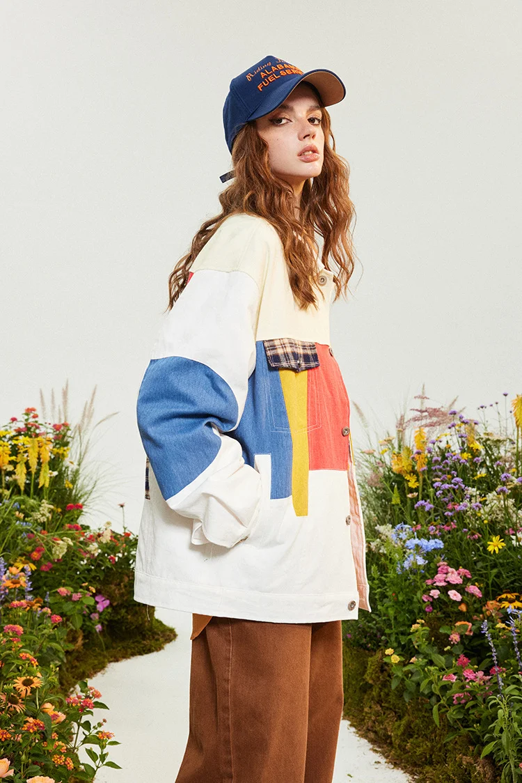 Title 5, American Style Loose New Patchwork Contrast Col...