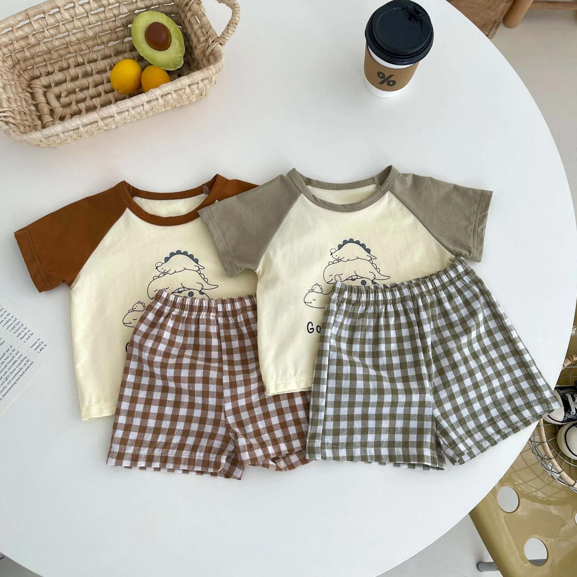 Title 2, Conjunto infantil coreano de duas peças com man...