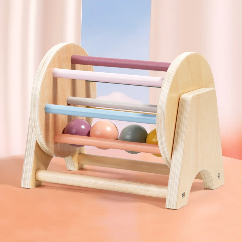 Rolling Rainbow Wooden Drum Teaching Aid Baby Puzzle Promotes Motor Skills and Color Recognition Educational Toy for Kid — photo 4