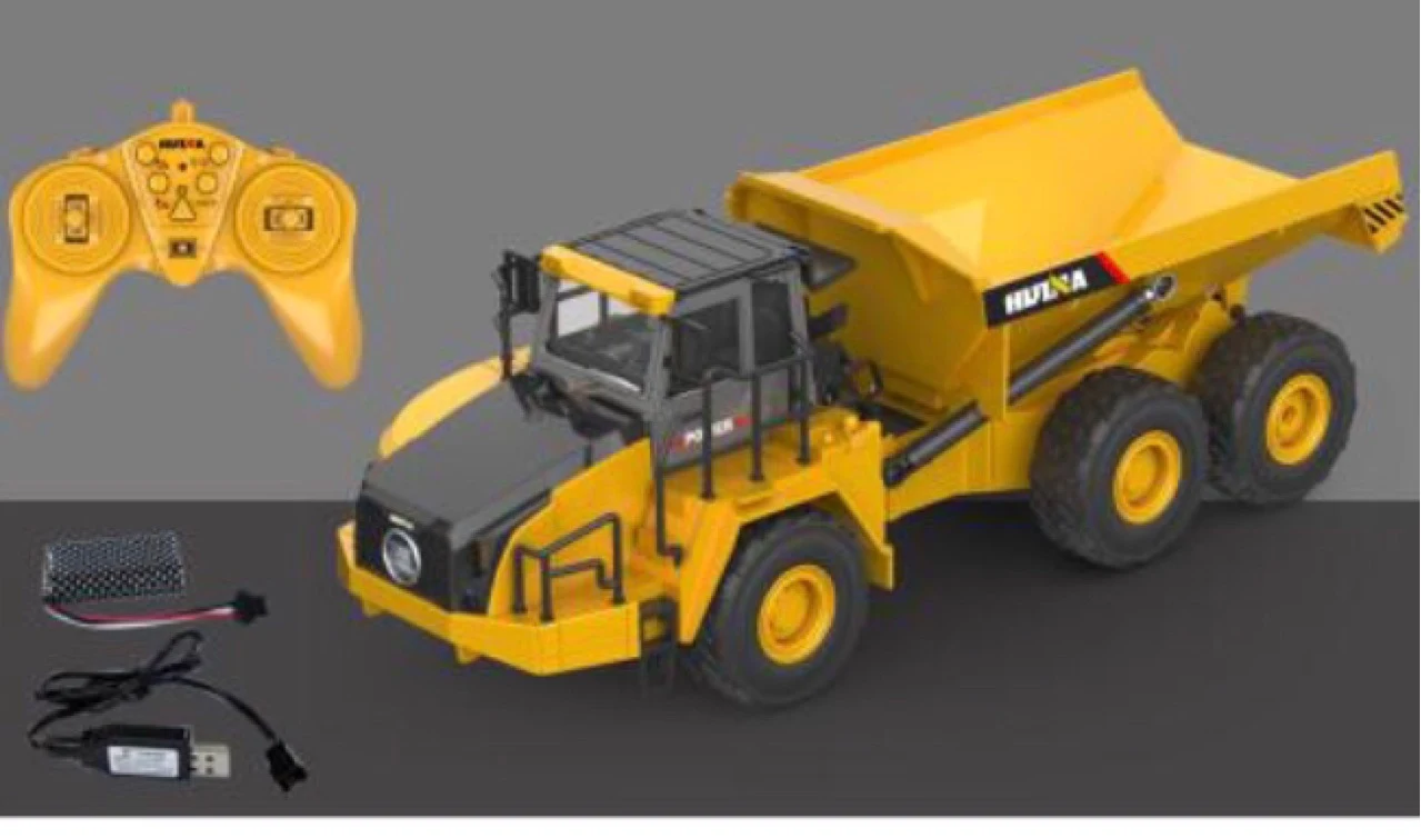 Carro de mineração de controle remoto de liga, balde de barro, carregamento, brinquedo de engenharia infantil, diversão e resistência. — foto 6
