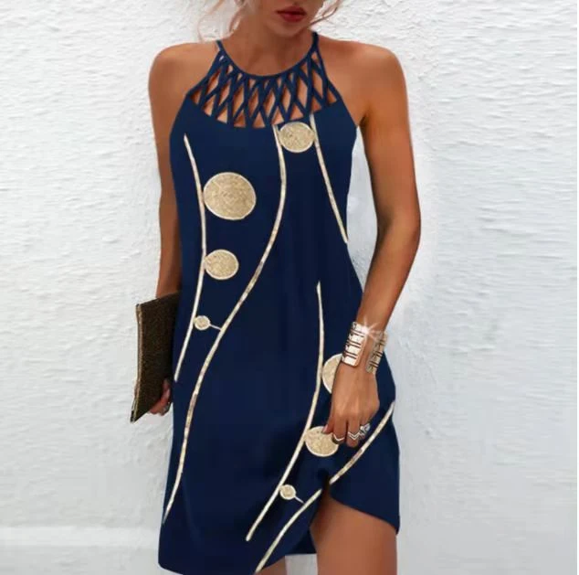Female Ethnic Style Printed Mesh Sleeveless Casual Dress — photo 6