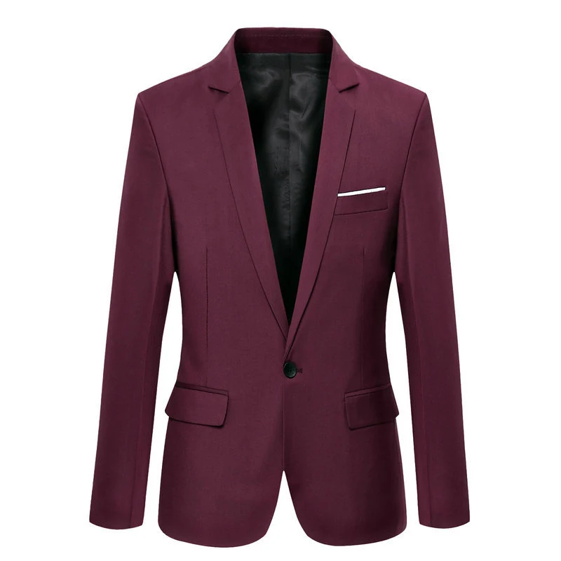 Terno Masculino Casual Slim Cor Sólida Pequeno Fashion Elegante Caimento Ajustado Conforto e Estilo para Ocasiões Casuais Visual Moderno — foto 1