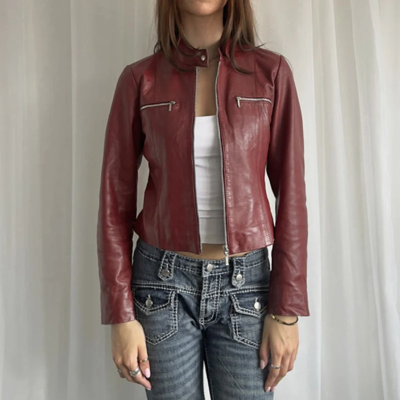 Title 15, PU Leather Zipper Pocket Slim Fit Slimming Long...