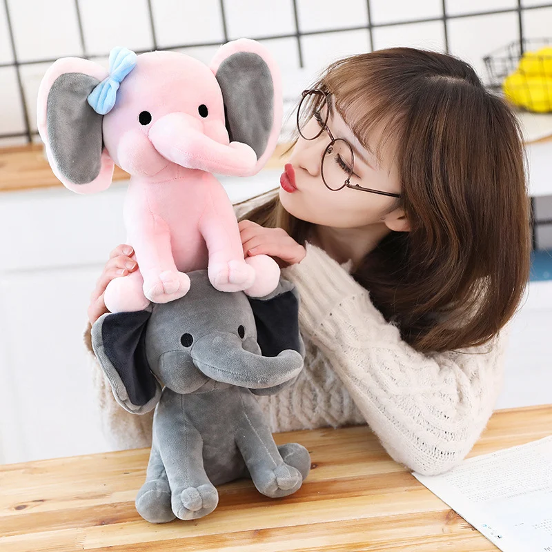 Boneca de elefante para bebê Pelúcia macia e adorável para abraçar Ideal para o desenvolvimento sensorial e brincadeiras seguras Presente perfeito Conforto — foto 4