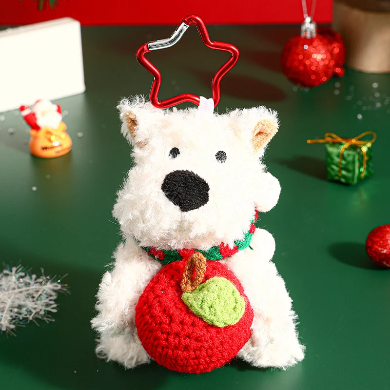 Plush West Highland Christmas Puppy Key Chain Cute Student Schoolbag Pendant Couple Small Gift Great for Students and Co — photo 4