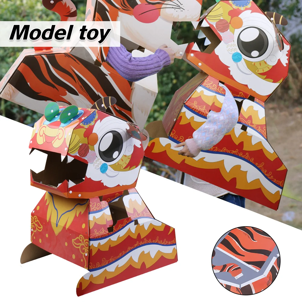 Kindergarten Children DIY Handmade Wearable Cardboard Dinosaur Costume. Creative Arts and Crafts for Kids. Fun and Educa — photo 7