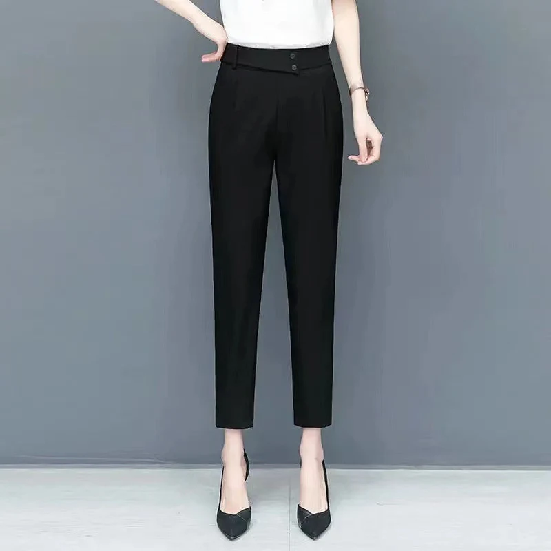 Damen Neun-Punkt High Waist Slim Harem Pants, figurbetonte Passform für einen stilvollen Look, hoher Bund für Komfort. — foto 1