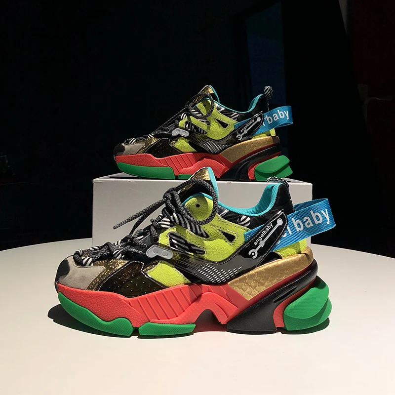 Color block platform sneakers for a bold and stylish statement. Comfortable, elevated design for everyday wear, boosting — photo 2