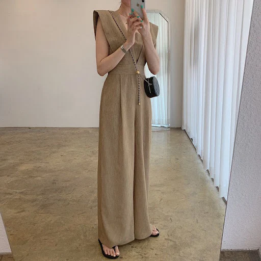 Title 2, Womens Chiffon Retro Sleeveless Jumpsuit Wide ...