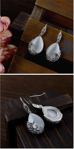 Title 4, Colar Vintage Opalina Feminino Elegância Atempo...