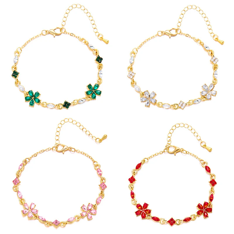 Pulseira feminina de flores pequenas com diamantes europeus e americanos, design de nicho, perfeita para um toque de elegância. — foto 3