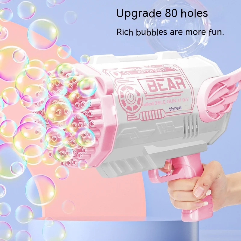 Title 2, 80-Hole Electric Bubble Machine Rocket Gatling....