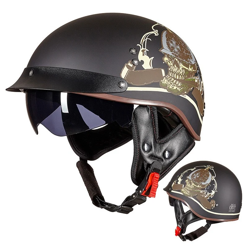 Title 5, Retro Motorcycle Helmet Breathable for Comfort ...