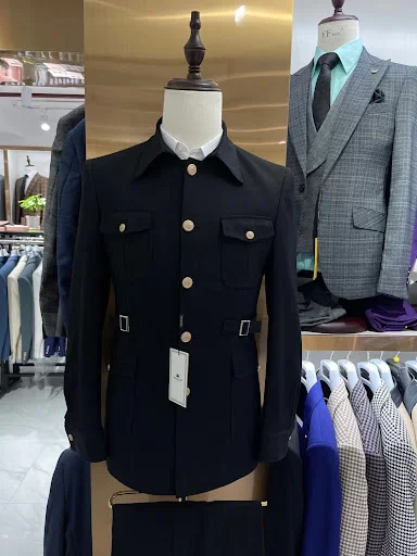 Title 10, Slim-fit Zhongshan Suit Navy Blue Mens Two-pie...