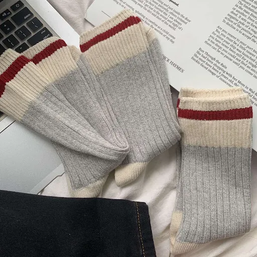 Title 7, Vintage Stripe Thick Needle Sweater Gray Socks