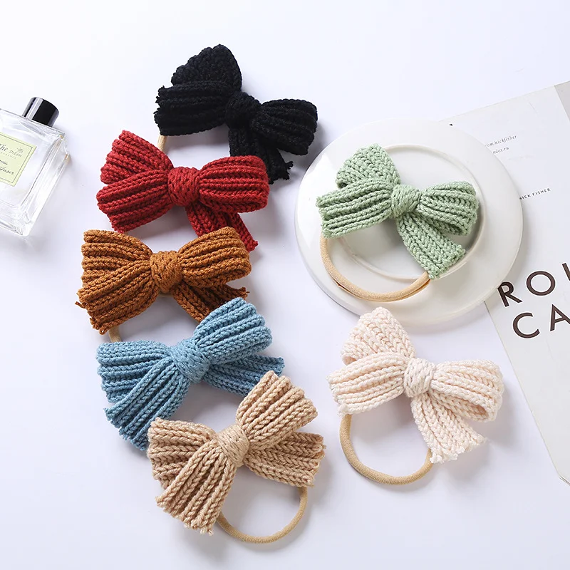 Faixa de cabelo de nylon com laço de lã europeia e americana para bebês, acessório fofo, ideal para fotos e uso diário. — foto 7