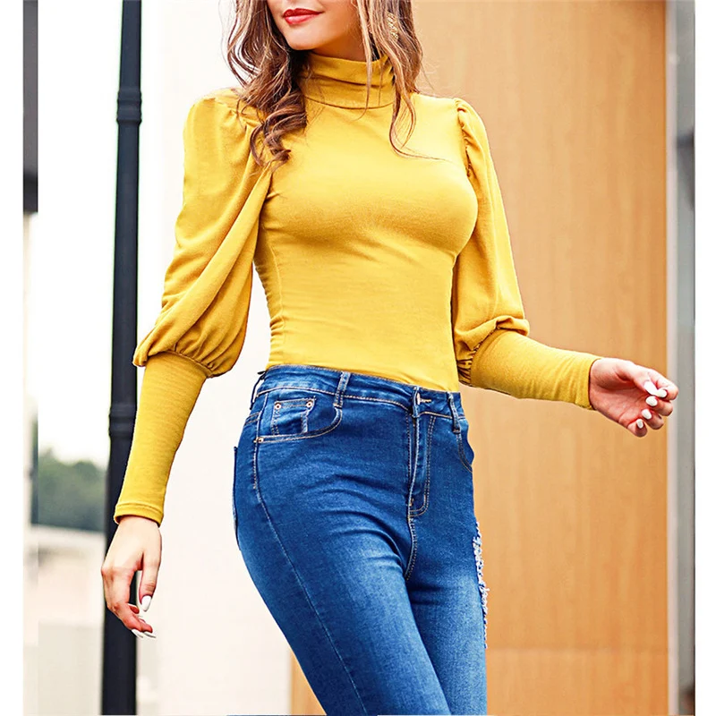 Camicia con fondo tinta unita in vita aderente da donna alla moda — foto 9