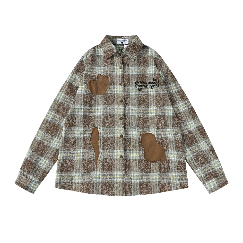 Title 2, Mens Plaid Embroidered Long-sleeved Shirt for ...