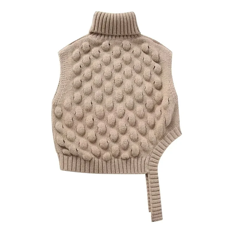 Title 8, Fashion Simple Turtleneck Texture Knitted Short...