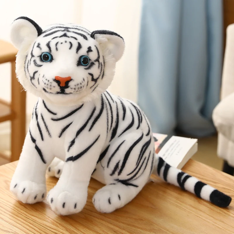Pelúcia de tigre pequeno simulado em postura sentada, brinquedo macio e adorável, perfeito para abraçar, decorar quartos e presentear. — foto 5