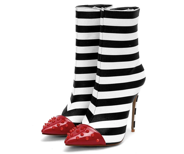 Title 5, Striped contrast color 12cm ultra-high stiletto...