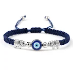 Pulseira de mão feminina tecida à mão Olho do Diabo. Um acessório único, com estilo e proteção. Ideal para realçar seu visual. — foto 4