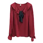 Lace-up loose fashion French style long sleeve shirt for women. Offers a casual yet elegant look, perfect for everyday w — photo 8