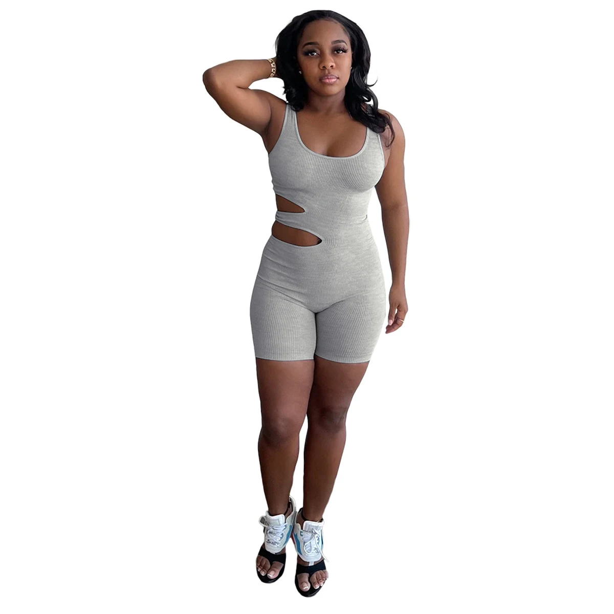 Title 16, Summer Streetwear Bodycon Brown Sleeveless Romper