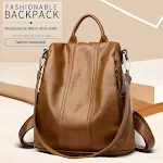 Women's Fashion Cattlehide Leather Anti-theft Multifunctional Backpack, stylish and secure, perfect for travel and daily — photo 3