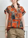 Women's Printed Short Sleeve Casual Fashion Top Comfortable Everyday Wear Stylish Design Perfect for Relaxing or Outings — photo 8