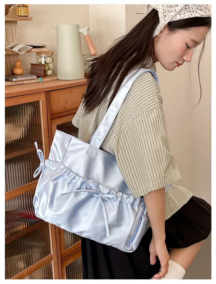 Title 19, Womens Pleated Bow Pearl Shoulder Bag Elegant ...