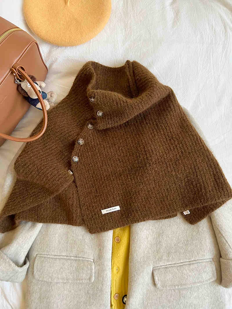 Title 6, Wool Shawl High Collar Warm Knitted Cape