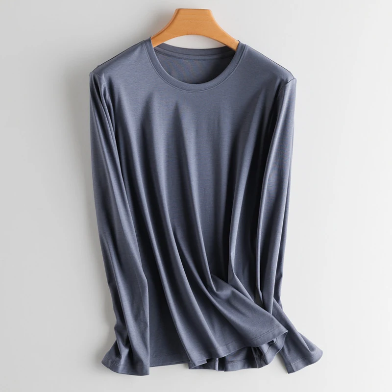 Camiseta com decote redondo e outono, camisa de manga comprida — foto 5